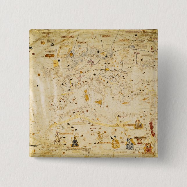 Map of Charles V, Map of Mecia 2 Inch Square Button (Front)