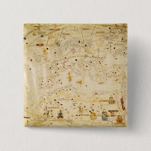 Map of Charles V, Map of Mecia 2 Inch Square Button