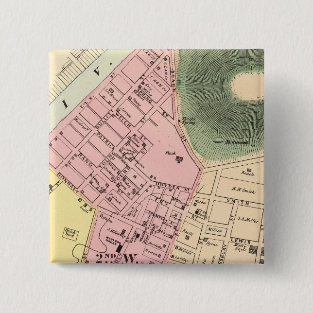 Map of Charleston, West Virginia 2 Inch Square Button (Front)