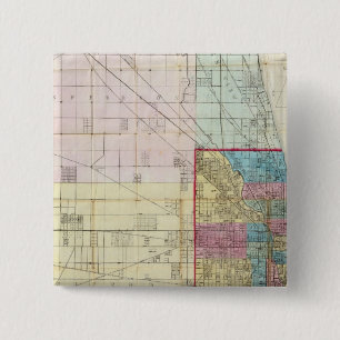 Map of Chicago 2 Inch Square Button