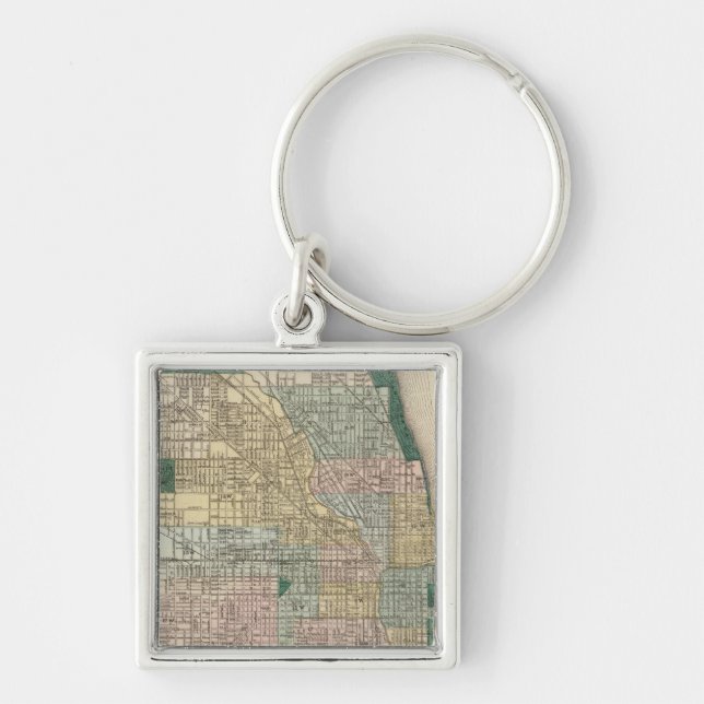 Map of Chicago City Keychain (Front)