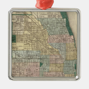 Map of Chicago City Metal Ornament