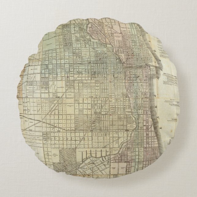 Map Of Chicago Round Pillow (Front)