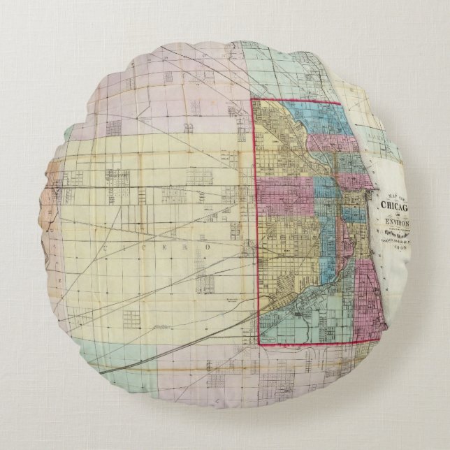 Map of Chicago Round Pillow (Front)