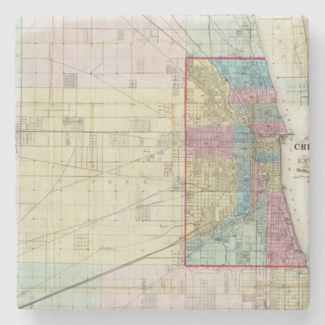 Map of Chicago Stone Coaster (Front)