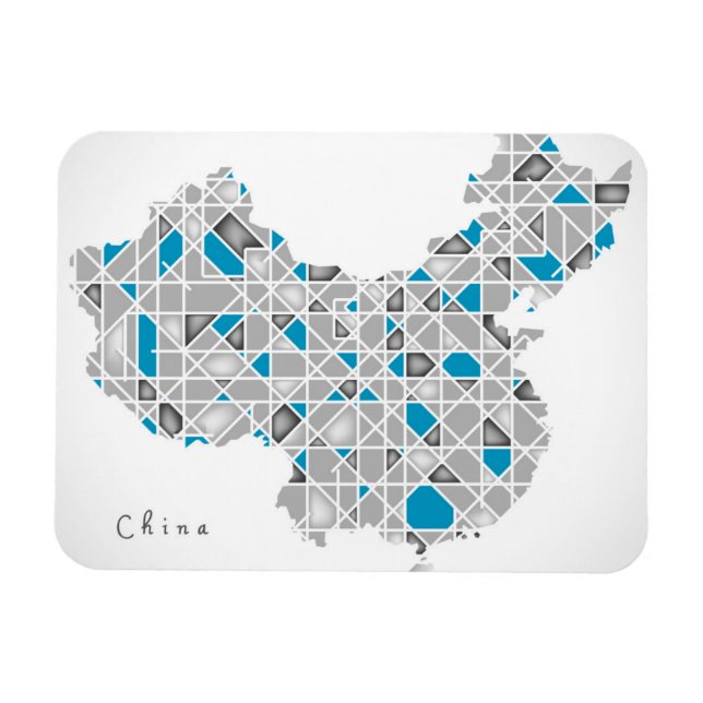 Map of China | Crystal Diamond Style Artwork Magnet (Horizontal)