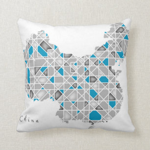 Map of China Crystal Diamond Style Artwork Throw Pillow
