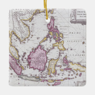 Map of China & Indonesia 1710 Ceramic Ornament