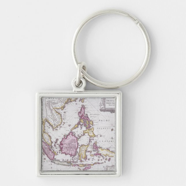 Map of China & Indonesia | 1710 Keychain (Front)