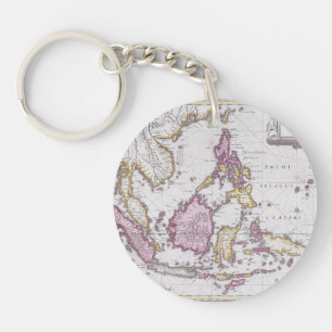 Map of China & Indonesia 1710 Keychain