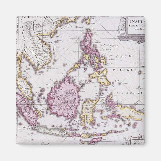 Map of China & Indonesia | 1710 Magnet (Front)