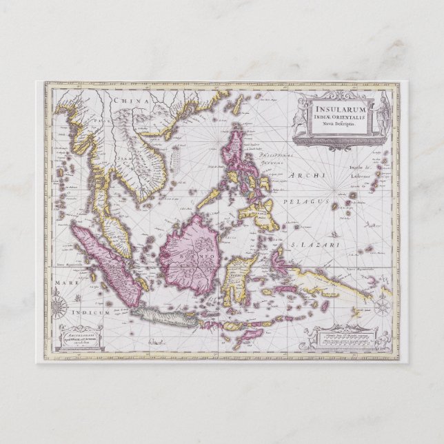 Map of China & Indonesia | 1710 Postcard (Front)