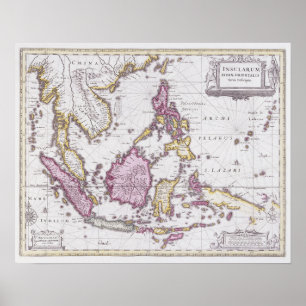 Map of China & Indonesia   1710 Poster