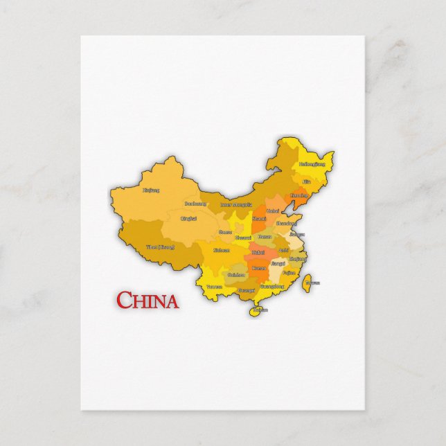 Map of china patriotic postcard (Front)