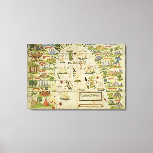 Map of China sea, facsimile of 'Miller Atlas' Canvas Print (Front)