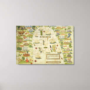 Map of China sea, facsimile of 'Miller Atlas' Canvas Print