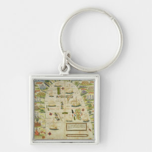 Map of China sea, facsimile of 'Miller Atlas' Keychain