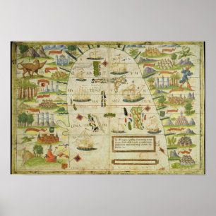 Map of China sea, facsimile of 'Miller Atlas' Poster
