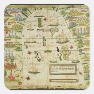 Map of China sea, facsimile of 'Miller Atlas' Square Sticker