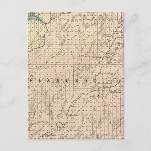 Map of Chippewa County northern part Postcard (Front)