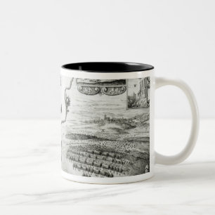 Map of Civil War England and a view of Prague Two-Tone Coffee Mug