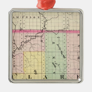 Map of Clare County, Michigan Metal Ornament