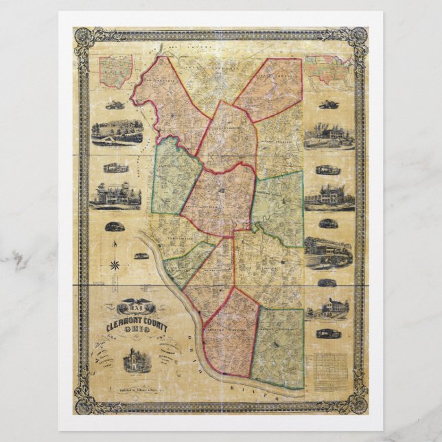 Map of Clermont County Ohio (1857) (Front)