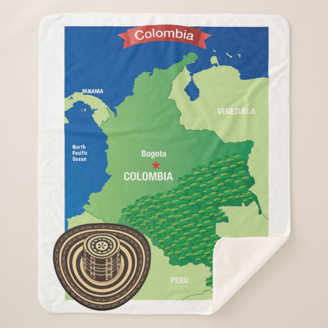 Map of Colombia Sherpa Blanket (Front)
