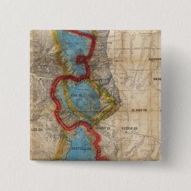 Map of Colorado Territory 2 Inch Square Button (Front)