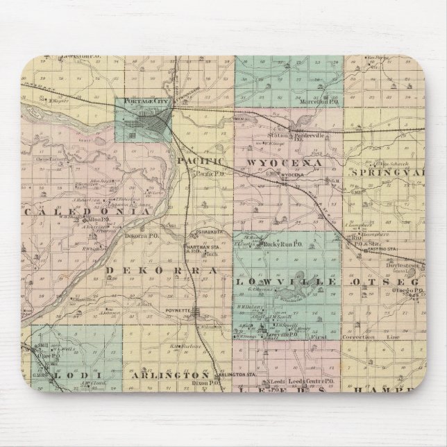 Map of Columbia County, State of Wisconsin Mouse Pad (Front)