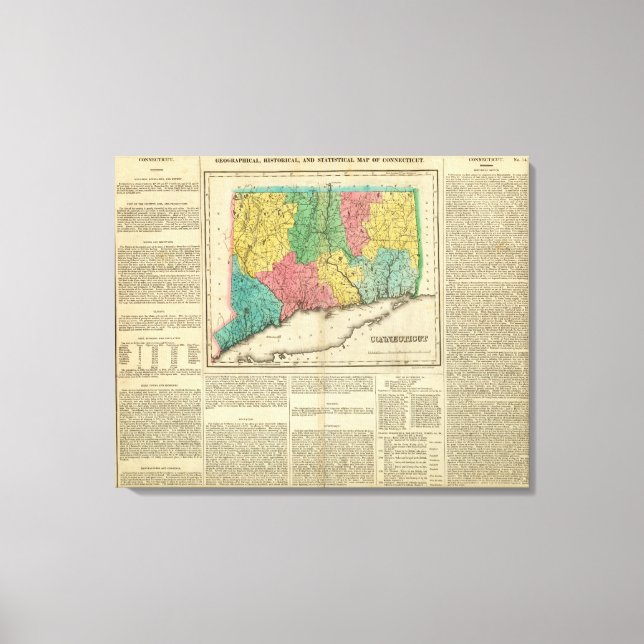 Map Of Connecticut Canvas Print (Front)