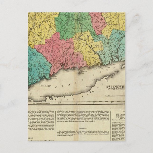 Map Of Connecticut Postcard (Front)