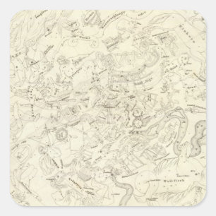 Map of Constellations 2 Square Sticker