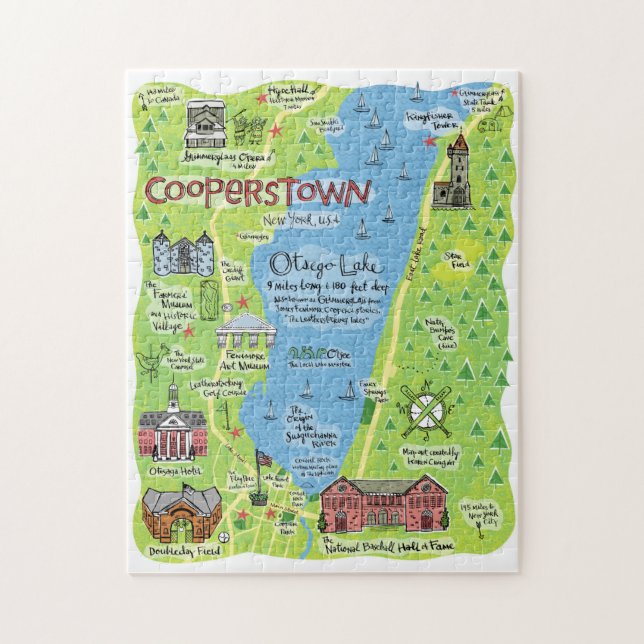 Map of Cooperstown, New York, Puzzle (Vertical)