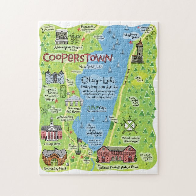 Map of Cooperstown Puzzle, 250 pieces Jigsaw Puzzle (Vertical)