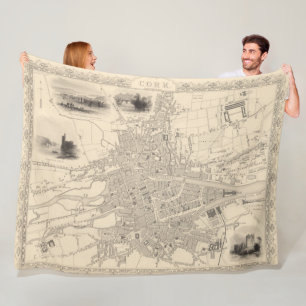 Map of Cork, Ireland Fleece Blanket