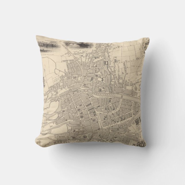 Map of Cork, Ireland Throw Pillow (Front)