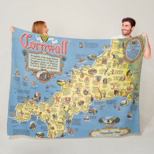 Map of Cornwall, England Fleece Blanket