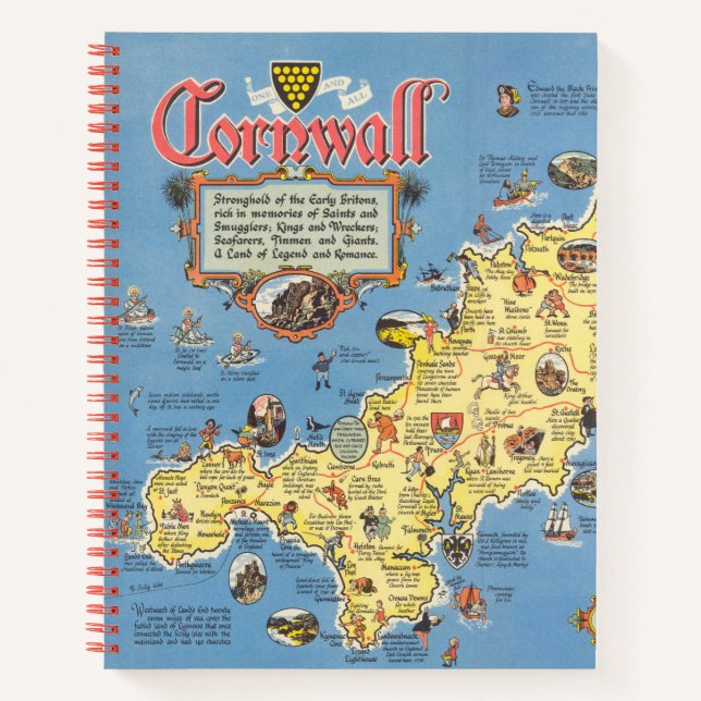 Map of Cornwall, England Notebook (Front)