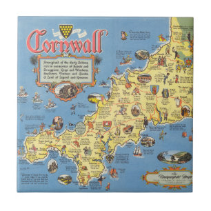 Map of Cornwall, England Tile