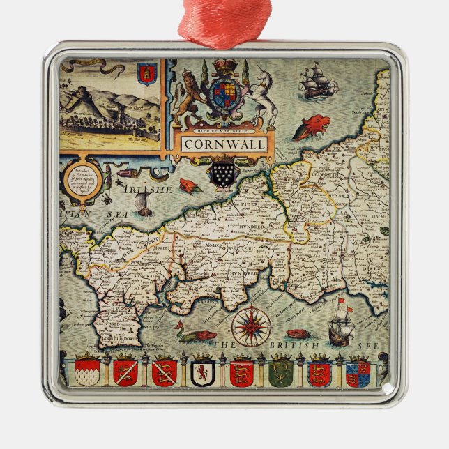 Map of Cornwall Metal Ornament (Front)