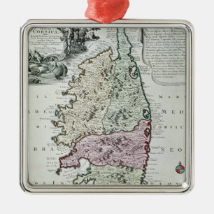Map of Corsica Metal Ornament