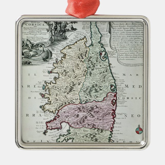 Map of Corsica Metal Ornament (Front)
