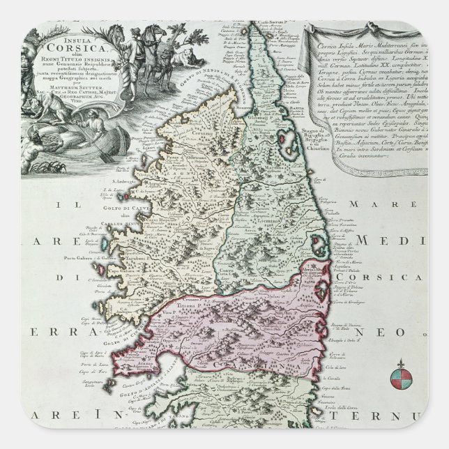 Map of Corsica Square Sticker (Front)