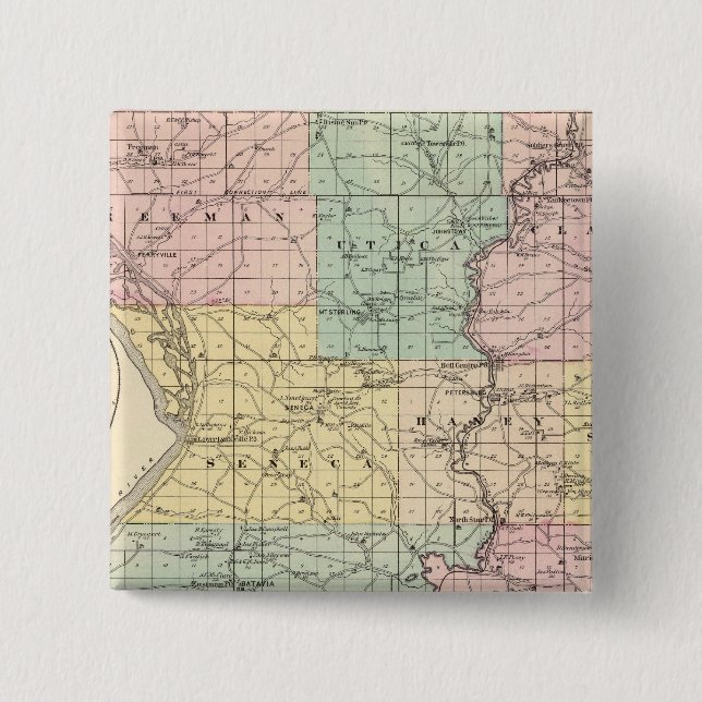 Map of Crawford County, State of Wisconsin 2 Inch Square Button (Front)
