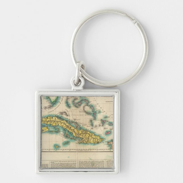 Map Of Cuba And The Bahama Islands Keychain (Front)