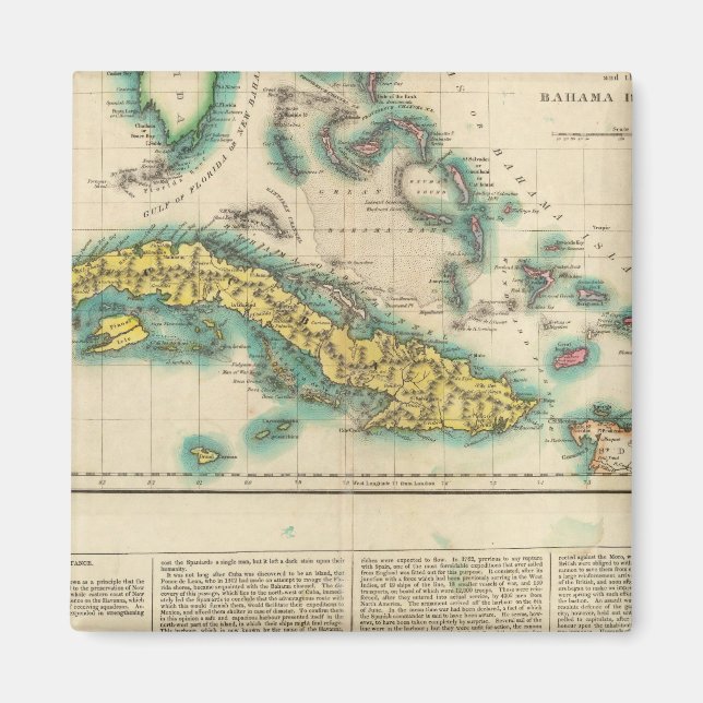 Map Of Cuba And The Bahama Islands Magnet (Front)