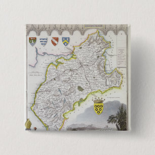 Map of Cumberland, from 'Moule's English 2 Inch Square Button