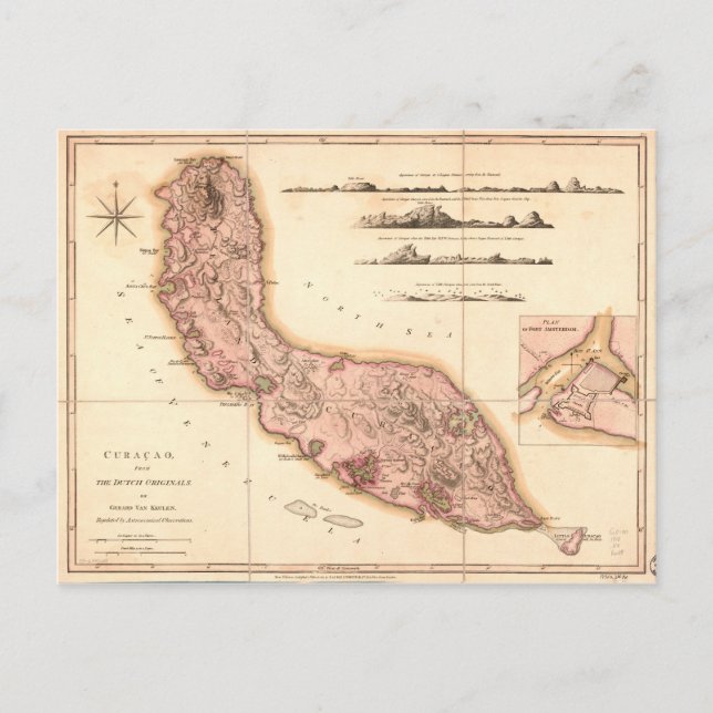 Map of Curaçao (1810) Postcard (Front)