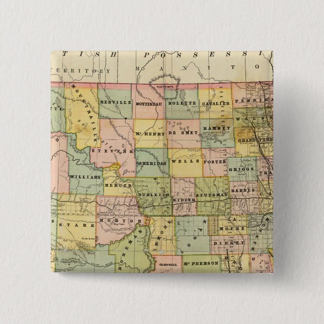 Map of Dakota 2 Inch Square Button (Front)